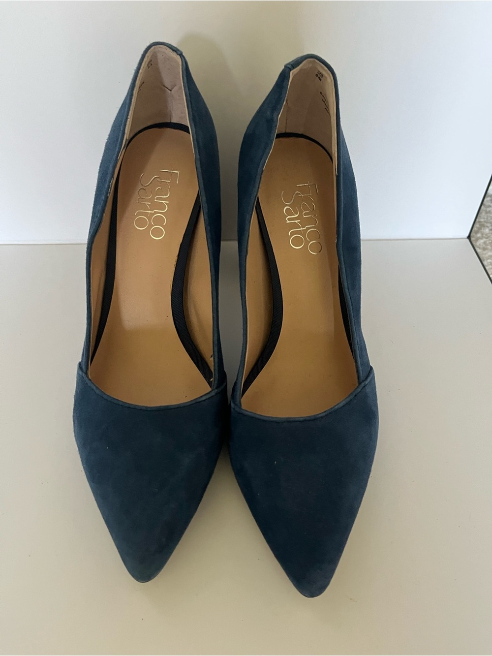 Franco Sarto Navy Blue Suede Pointed-Toe Pumps